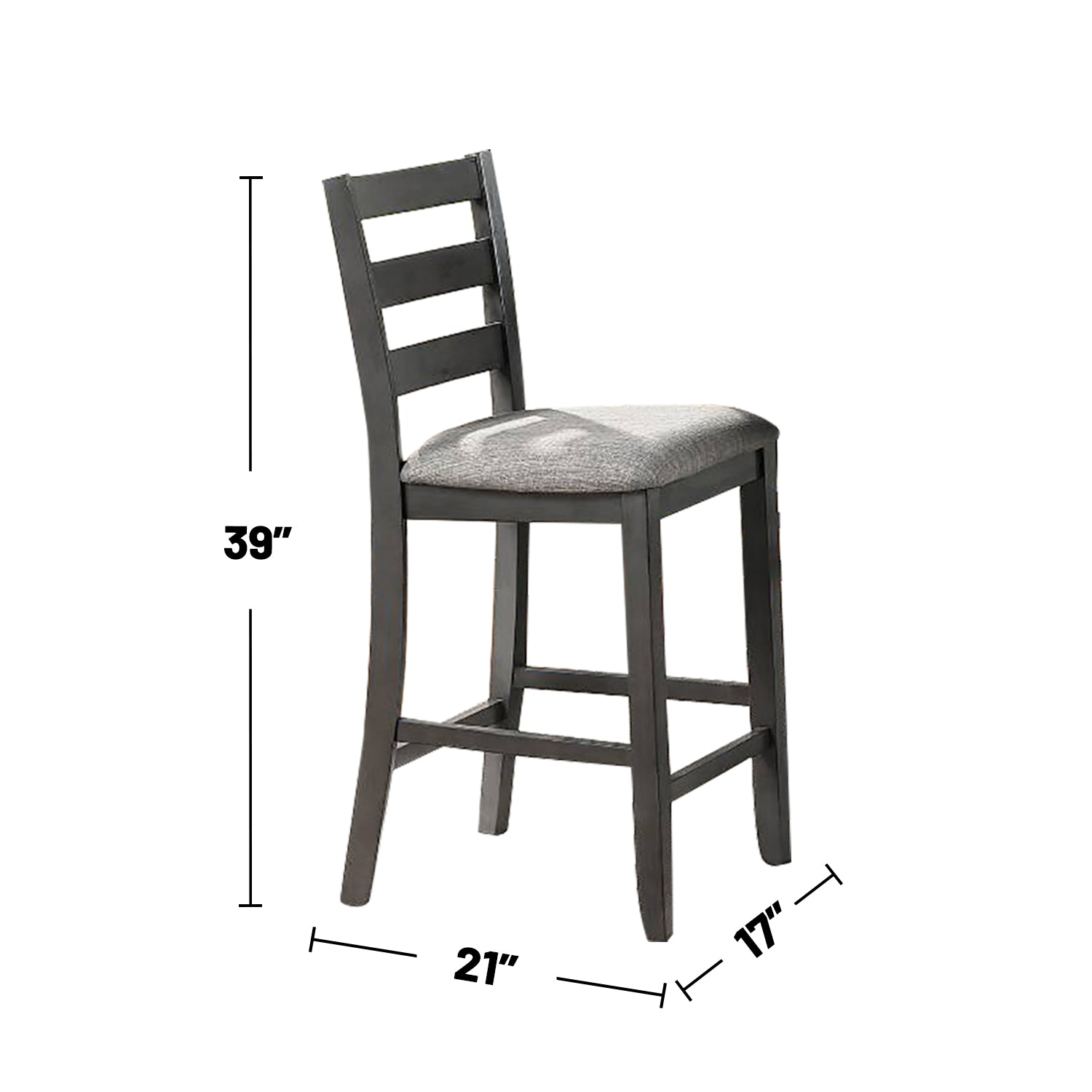 5 Piece Counter Height Dining Set In Grey Grey Ladder Back Seats 4 Dining Room 4 Leg Square Mdf