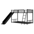 Metal Bunk Bed With Slide, Twin Over Twin, Black Box Spring Not Required Black Metal Bedroom Metal