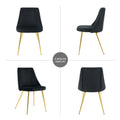 Modern Simple Velvet Dining Black Chair Home Bedroom Stool Back Dressing Chair Student Desk Chair Gold Metal Legs Set Of 4 Metal Black Velvet