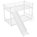 Metal Bunk Bed With Slide, Twin Over Twin, White Box Spring Not Required White Metal Bedroom Metal