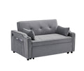 Sofa Bed, 3 In 1 Convertible Sofa Chair Bed, Adjustable Backrest Chair, Chaise Lounge With Usb Ports, Cup Holder, Side Pocket,Gray Gray Velvet