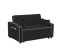 Sofa Bed, 3 In 1 Convertible Sofa Chair Bed, Adjustable Backrest Chair, Chaise Lounge With Usb Ports, Cup Holder, Side Pocket,Black Black Velvet