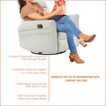 Rocking Recliner Chair,360 Degree Swivel Nursery Rocking Chair,Glider Chair,Modern Small Rocking Swivel Recliner Chair For Bedroom,Living Room Chair Home Theater Seat,Side Pocket Light Gray Solid Light Brown Primary Living Space Push Button Rubberwood