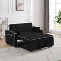 Sofa Bed, 3 In 1 Convertible Sofa Chair Bed, Adjustable Backrest Chair, Chaise Lounge With Usb Ports, Cup Holder, Side Pocket,Black Black Velvet