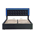 Queen Size Tufted Upholstered Platform Bed With Hydraulic Storage System,Pu Storage Bed With Led Lights,Black Black Pu