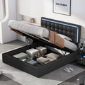 Queen Size Tufted Upholstered Platform Bed With Hydraulic Storage System,Pu Storage Bed With Led Lights,Black Black Pu