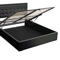 Queen Size Tufted Upholstered Platform Bed With Hydraulic Storage System,Pu Storage Bed With Led Lights,Black Black Pu