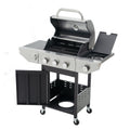 Propane Grill 3 Burner Barbecue Grill Stainless Steel Gas Grill With Side Burner, 37,000 Btu Outdoor Cooking, Patio, Garden Barbecue Grill, Black And Silver Silver Stainless Steel