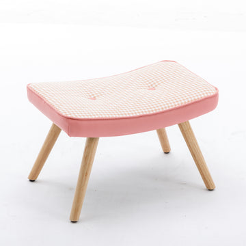 Wooden Step Ottoman,Wooden Step Stool For Adults,Square Cushion Foot Stool,Small Stool With Non Slip Pad,Wood Stool Suitable For Bedroom, Living Room And Kitchen Pink Pink Foam Linen