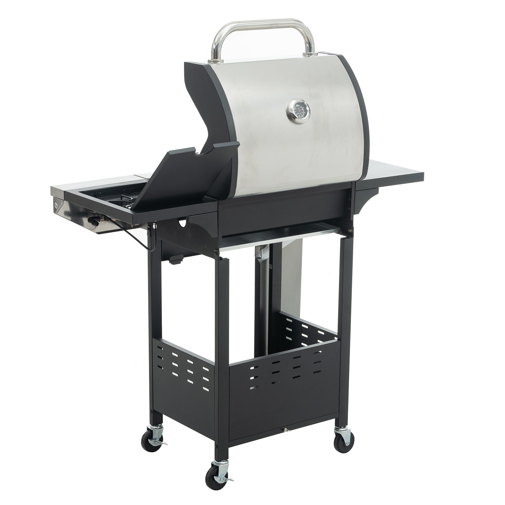 Propane Grill 3 Burner Barbecue Grill Stainless Steel Gas Grill With Side Burner, 37,000 Btu Outdoor Cooking, Patio, Garden Barbecue Grill, Black And Silver Silver Stainless Steel