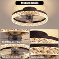 Low Profile Ceiling Fan With Light And Remote Control, Dimmable Led Ceiling Fan, 6 Speeds, Timing Reversible Blades, Brown, 20