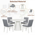 5 Piece Dining Set Retro Round Table With 4 Upholstered Chairs For Living Room, Dining Room Creamy White Cream White Rubber Wood