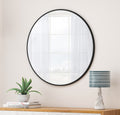Wall Mirror 36 Inch Black Circular Mirror Metal Framed Mirror Round Vanity Mirror Dressing Mirror, For Bathroom, Living Room, Bedroom Wall Decor Black Glass