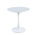 Modern White Round Dining Table, 31.5'' Diameter Solid Metal Base Coffee Table White Metal