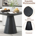 Retro Round Dining Table Minimalist Elegant Table For Living Room, Dining Room Black Black Rubber Wood