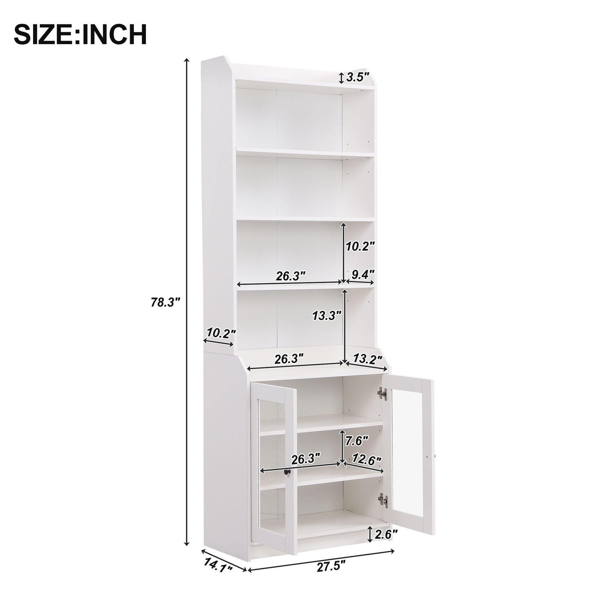 Chic Elegant Entertainment Wall Unit With Tall Cabinets, Modern Tv Console Table For Tvs Up To 65", Multifunctional Tv Stand Set With Acrylic Board Door, White White Primary Living Space 60 69 Inches 60 69 Inches 65 Inches Particle Board