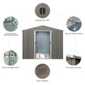 8X10Ft Outdoor Metal Storage Shed Grey Gray Iron