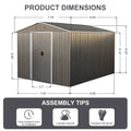8X10Ft Outdoor Metal Storage Shed Grey Gray Iron