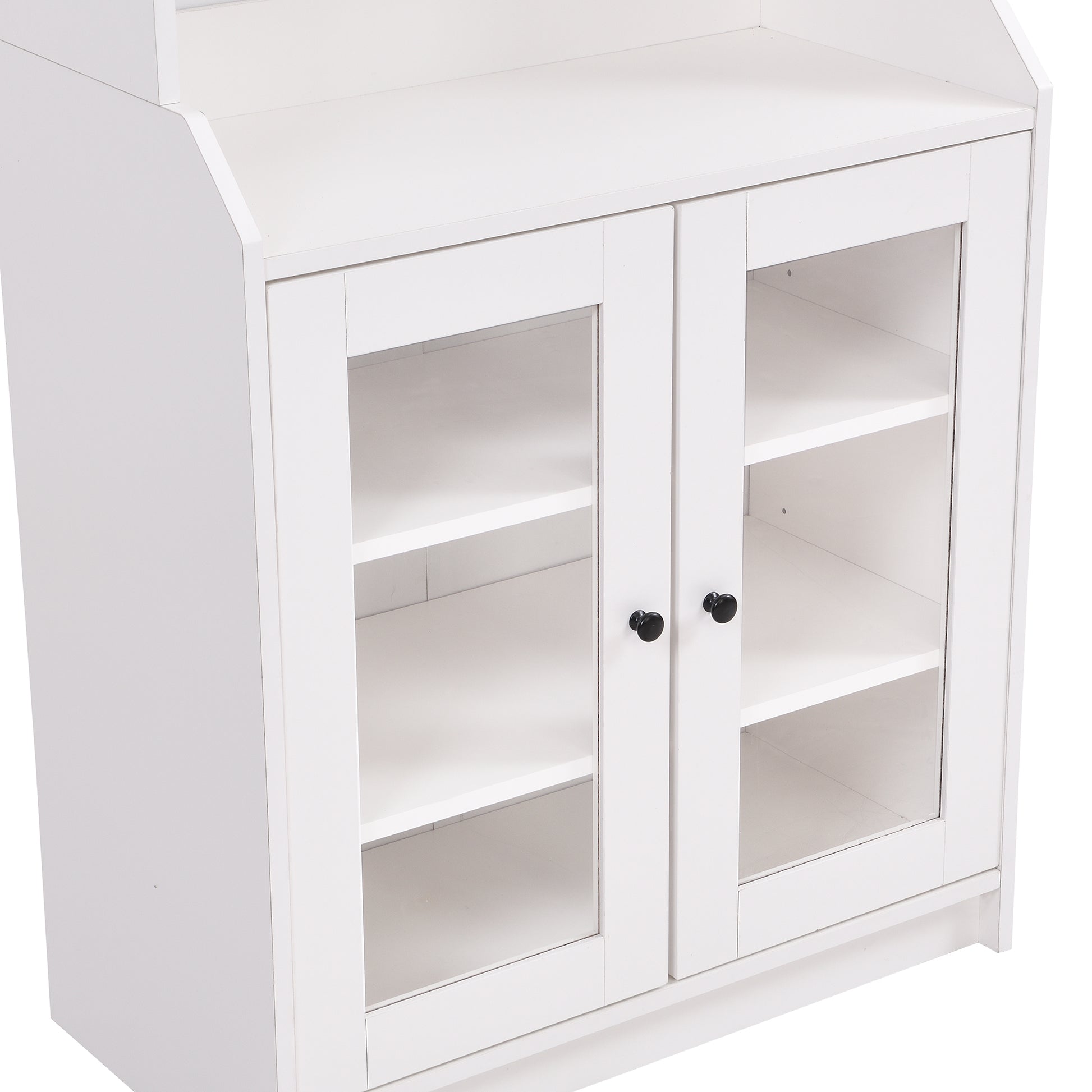 Chic Elegant Entertainment Wall Unit With Tall Cabinets, Modern Tv Console Table For Tvs Up To 65", Multifunctional Tv Stand Set With Acrylic Board Door, White White Primary Living Space 60 69 Inches 60 69 Inches 65 Inches Particle Board