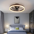 Ceiling Fans With Lights, Minimalist Ring Led Chandelier Fan With Remote Control Modern Ceiling Lamp For Bedroom Nursery Living Room Brown Iron