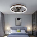 Ceiling Fans With Lights, Minimalist Ring Led Chandelier Fan With Remote Control Modern Ceiling Lamp For Bedroom Nursery Living Room Brown Iron