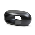 39.37'' Oval Coffee Table, Sturdy Fiberglass Table For Living Room, No Need Assembly Black Matt Black Fiberglass