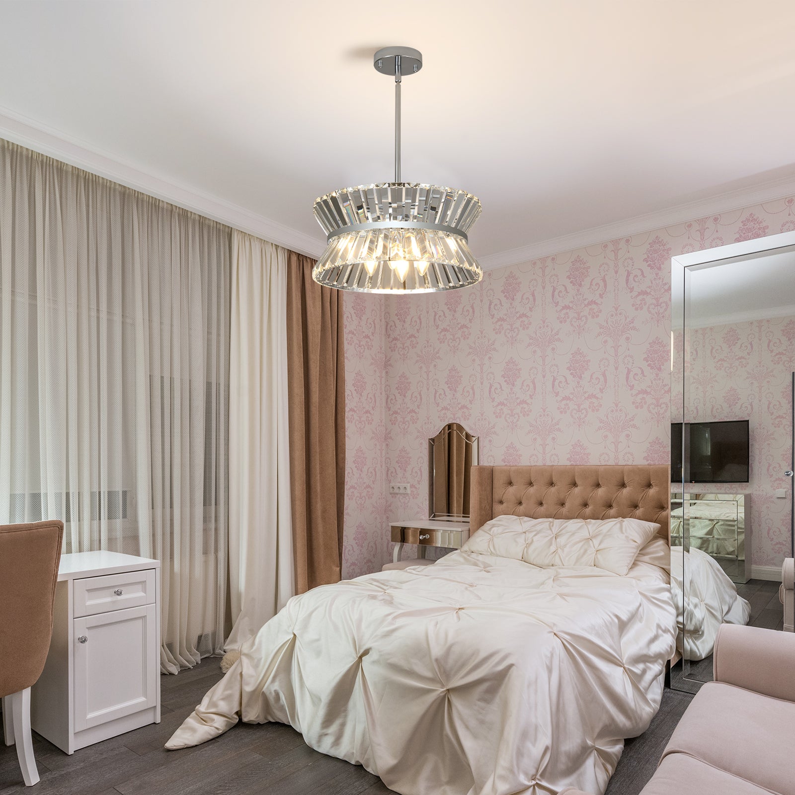 Modern Crystal Chandelier For Living Room Round Cristal Lamp Luxury Home Decor Light Fixture Transparent Modern Crystal