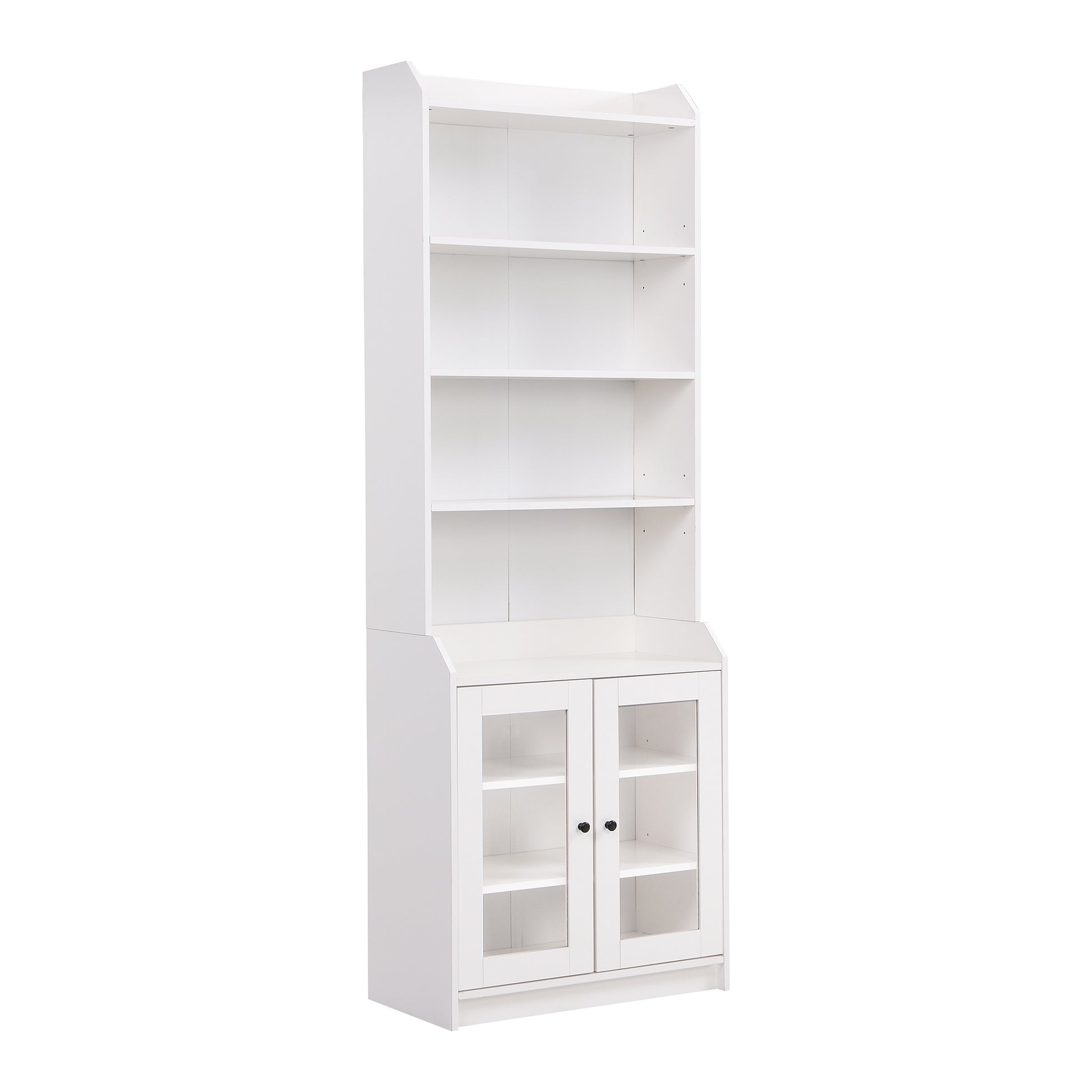 Chic Elegant Entertainment Wall Unit With Tall Cabinets, Modern Tv Console Table For Tvs Up To 65", Multifunctional Tv Stand Set With Acrylic Board Door, White White Primary Living Space 60 69 Inches 60 69 Inches 65 Inches Particle Board