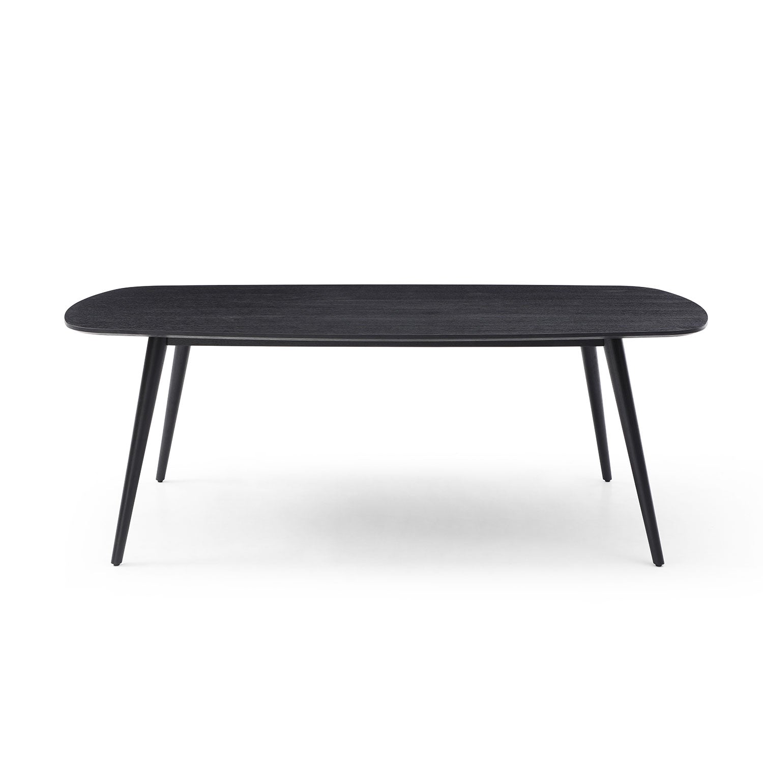 70.87Inch Rectangular Dining Table Black Oak Finished Ash Veneer Top 8 Persons Matt Black Foam Mdf