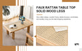 Modern And Minimalist Rectangular Rattan Tabletop With Rubber Wooden Legs, Imitation Rattan Woven Chinese Side Table, Suitable For Small Rectangular Tables In Living Rooms, Dining Rooms, And Bedrooms Natural Wood Solid Wood