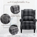 Vintage Armchair Sofa Comfortable Upholstered Leisure Chair Recliner Chair For Living Room Grey Check Grey Fabric 1 Seat