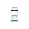 Console Table Double Layer Tempered Glass Rectangular Porch Table Black Leg Double Layer Glass Tea Table Black Glass