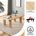 Modern And Minimalist Rectangular Rattan Tabletop With Rubber Wooden Legs, Imitation Rattan Woven Chinese Side Table, Suitable For Small Rectangular Tables In Living Rooms, Dining Rooms, And Bedrooms Natural Wood Solid Wood