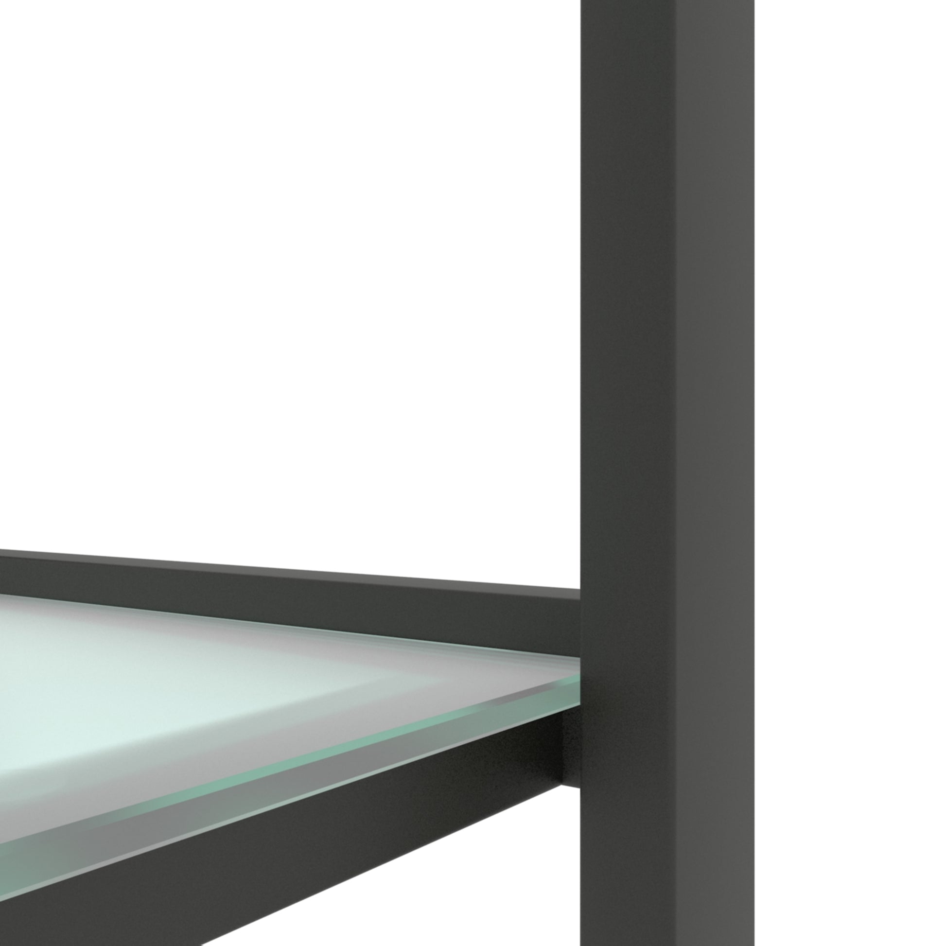 Console Table Double Layer Tempered Glass Rectangular Porch Table Black Leg Double Layer Glass Tea Table Black Glass