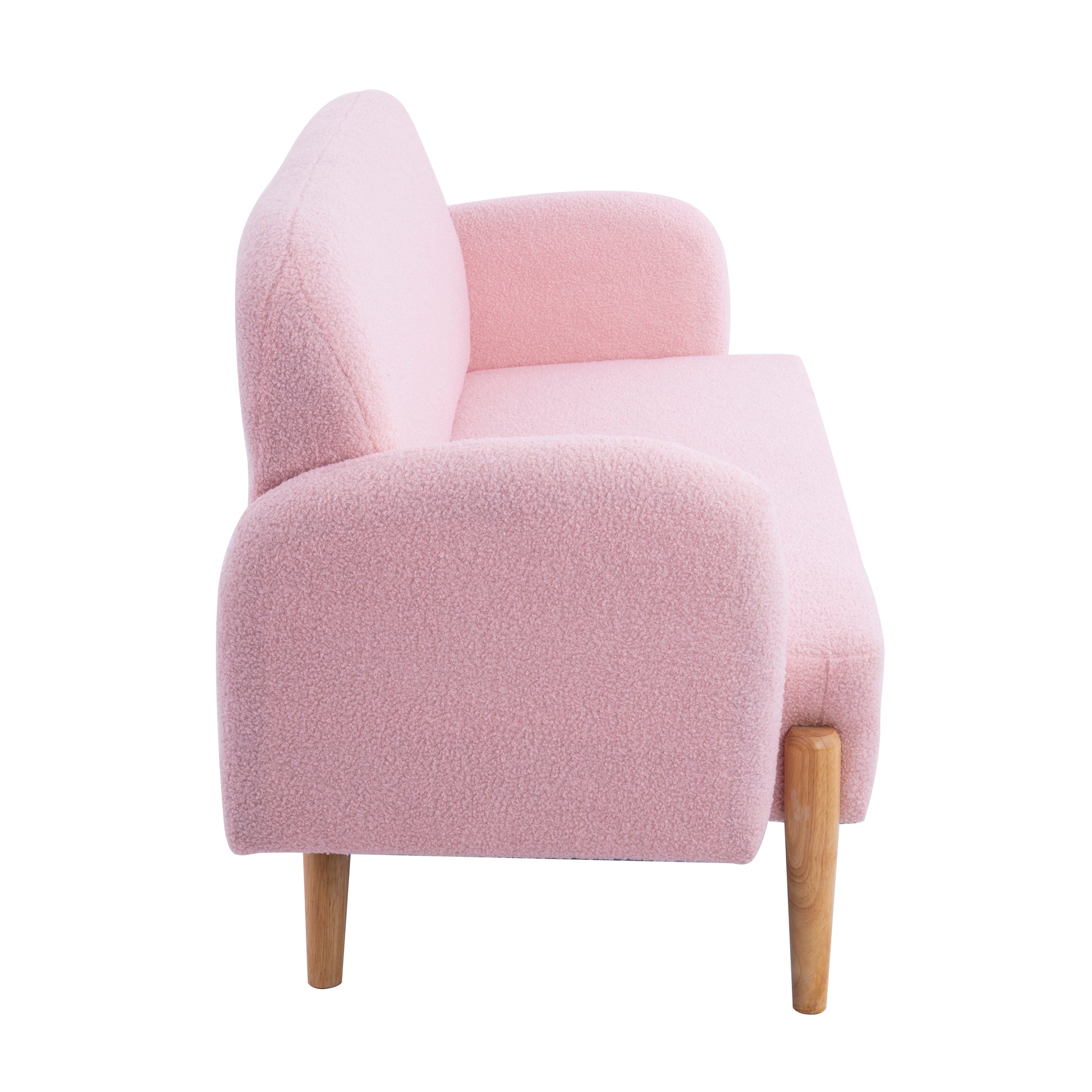 59.1" Teddy Velvet Pink Two Seater Sofa With Three Lumbar Pillows Pink Wood Primary Living Space Eucalyptus Square Arms Foam Teddy 2 Seat
