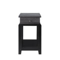 Sofa Side Table, Home Contemporary Table With Drawer And Bottom Shelf In Distressed Grey & Black Grey Particle Board