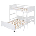 Twin Over Full Bunk Bed With Desk, White White Solid Wood Mdf