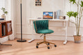 Office Desk Chair, Upholstered Home Office Desk Chairs With Adjustable Swivel Wheels, Ergonomic Office Chair For Living Room, Bedroom, Office, Vanity Study Emerald Emerald Office Modern Foam Velvet