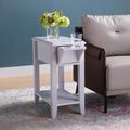 White Modern Chairside Table With Two Cup Holders, Display Accent Table White Particle Board