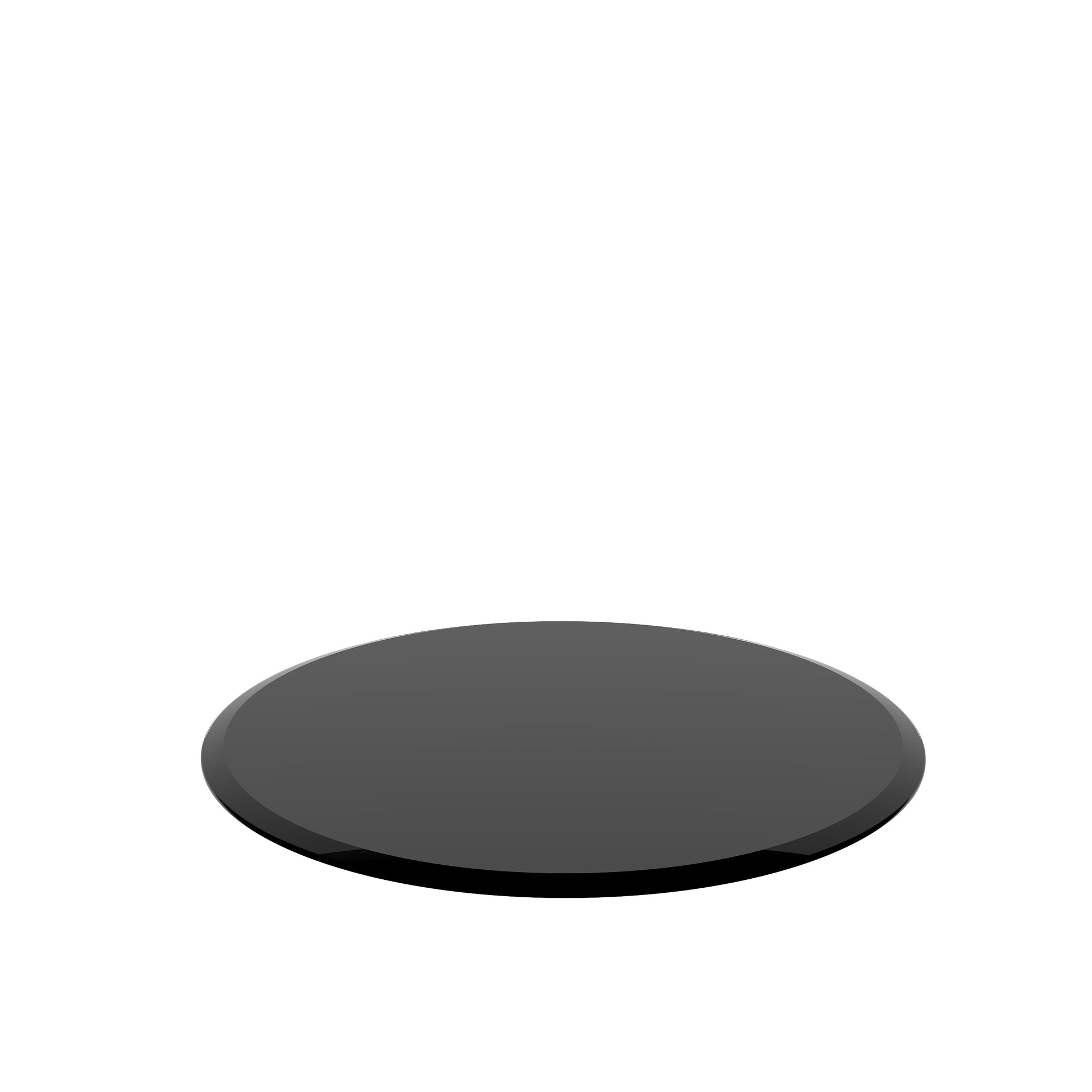 36" Inch Round Tempered Glass Table Top Black Glass 1 2" Inch Thick Beveled Polished Edge Black Tempered Glass