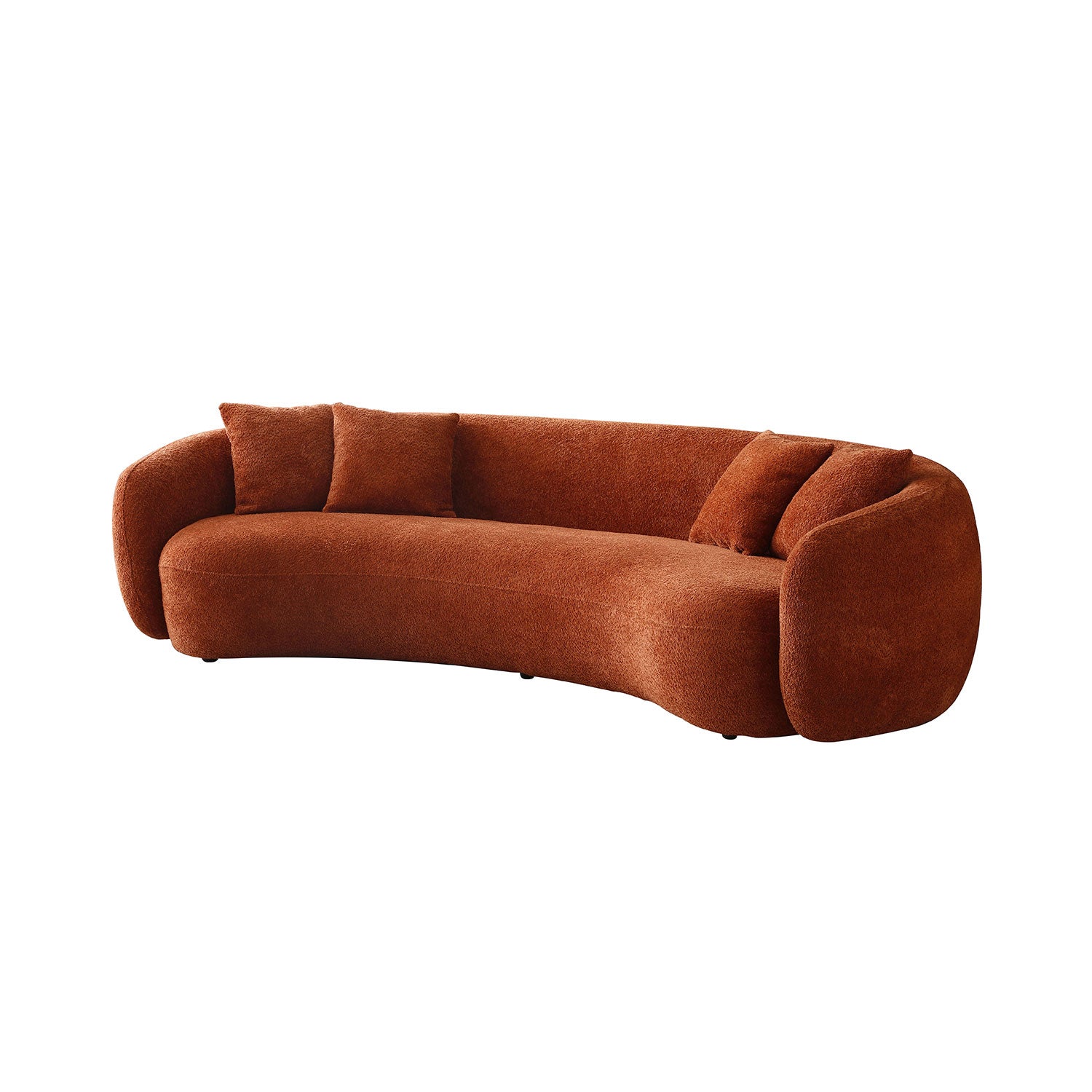 102'' 5 Seater Boucle Sofa Modern Sectional Half Moon Leisure Couch Curved Sofa Teddy Fleece Orange Orange Boucle