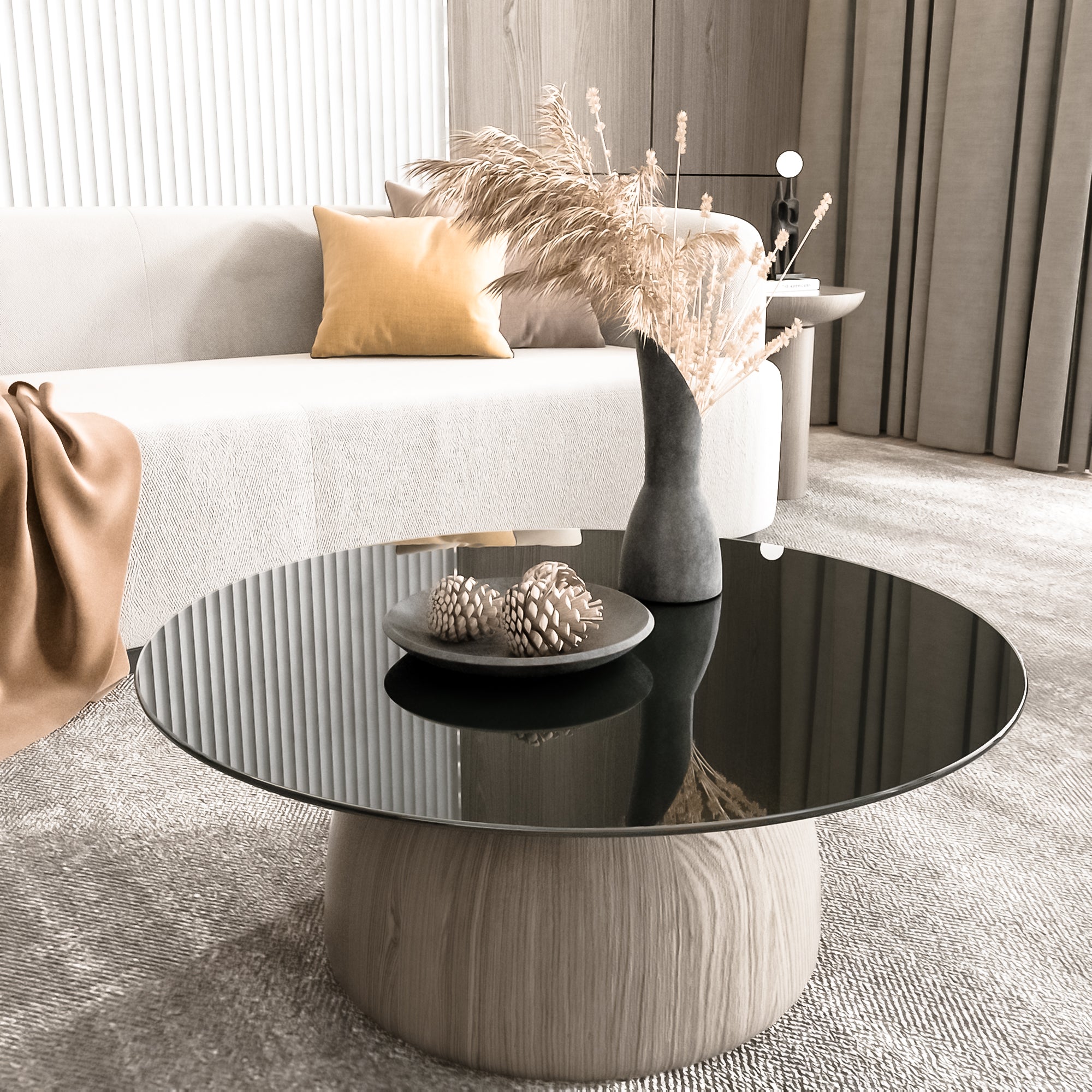 30" Inch Round Tempered Glass Table Top Black Glass 1 4" Inch Thick Round Polished Edge Black Tempered Glass