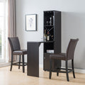 Bar Cabinet, Extended Table Kitchen Cabinet With Wine Bottle Compartment & Open Shelving, Red Cocoa Espresso Particle Board