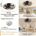 Low Profile Caged Ceiling Fan With Lights Remote Control, Embedded Modern Industrial Ceiling Fan Black Modern Abs