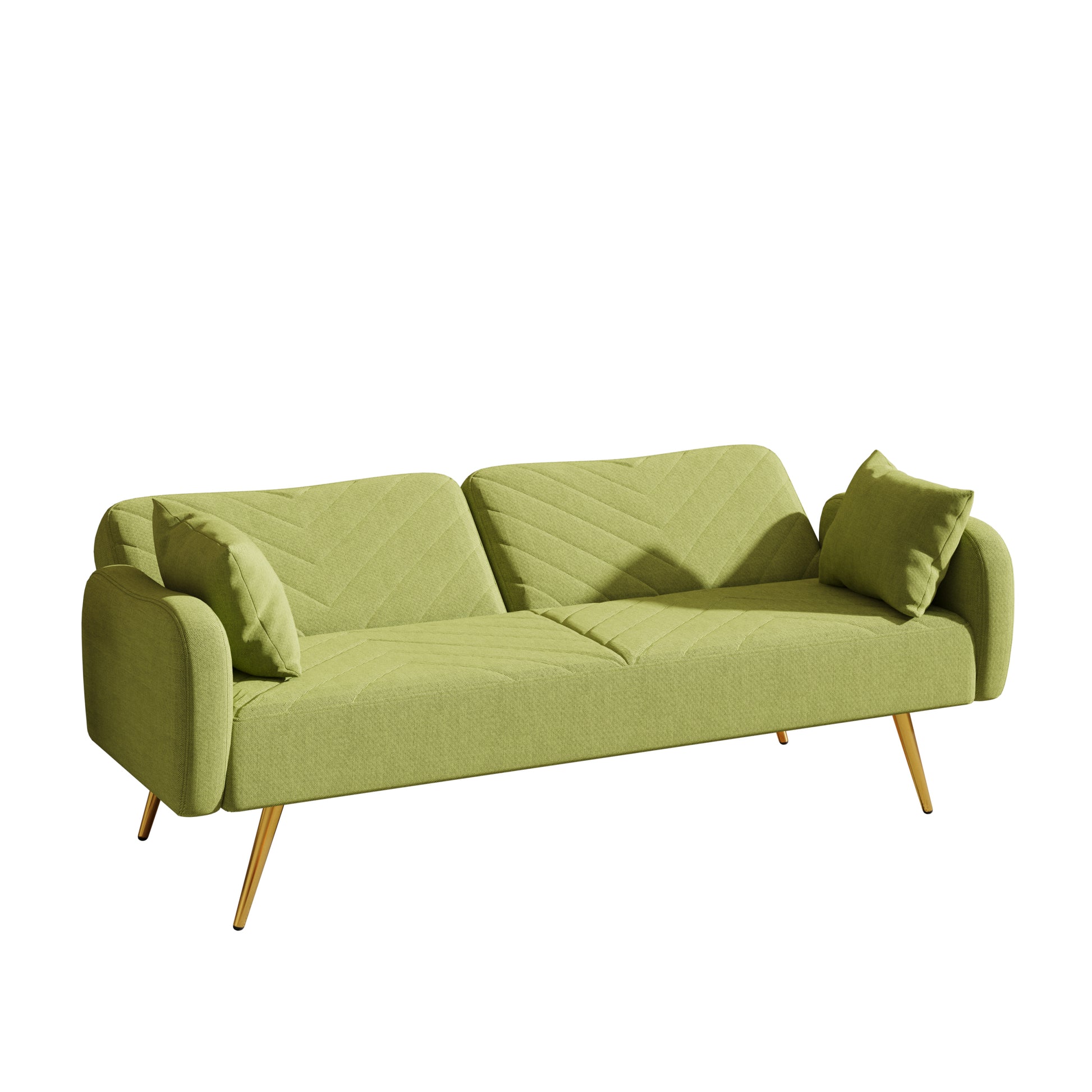 70.47" Green Fabric Double Sofa With Split Backrest And Two Throw Pillows,Suitable For Living Room, Apartment, Home Office Green Wood Primary Living Space Eucalyptus Square Arms Foam Fabric 2 Seat