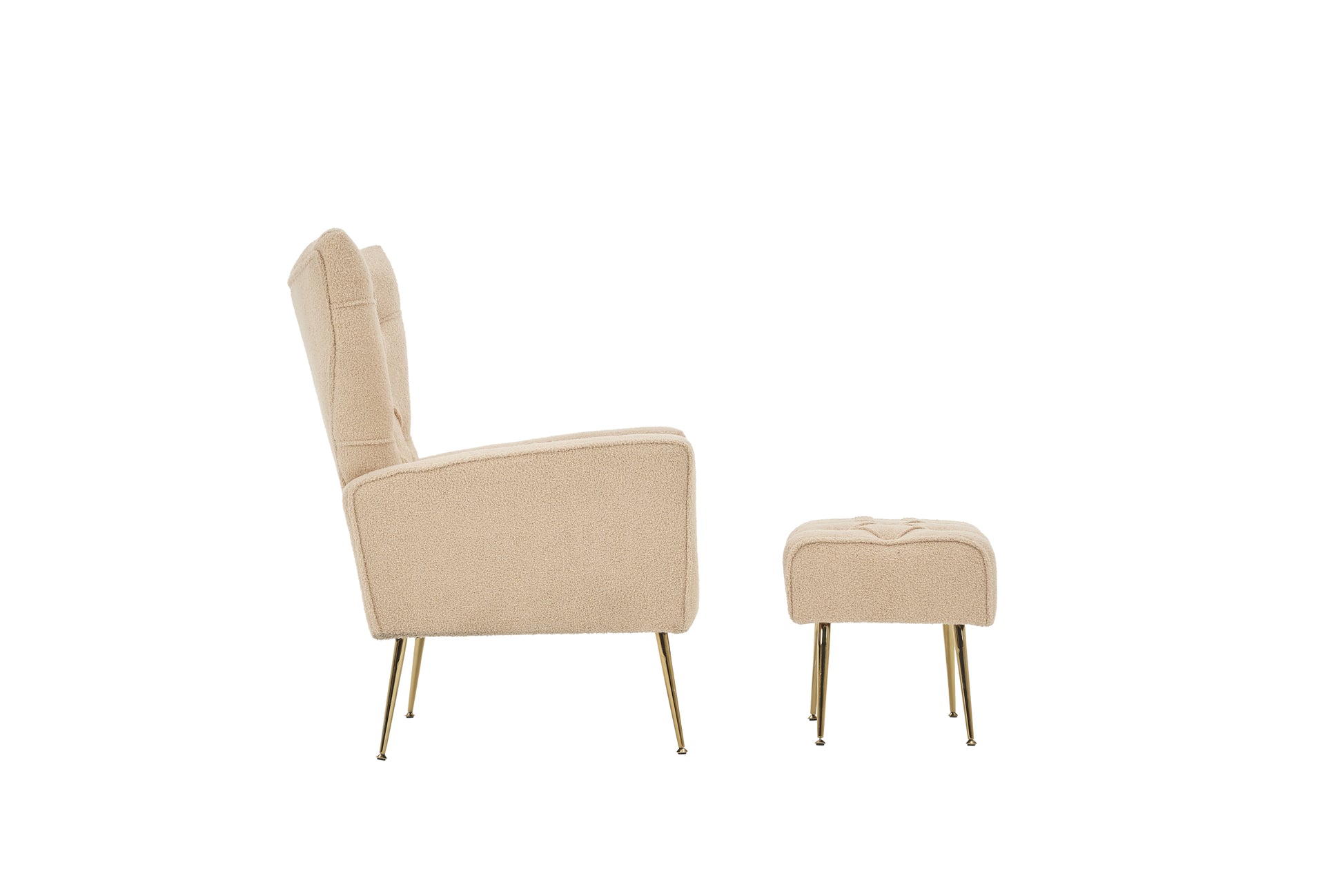 Modern Accent Chair With Ottoman, Comfy Armchair For Living Room, Bedroom, Apartment, Office Nude Cream Primary Living Space Classic Polyester