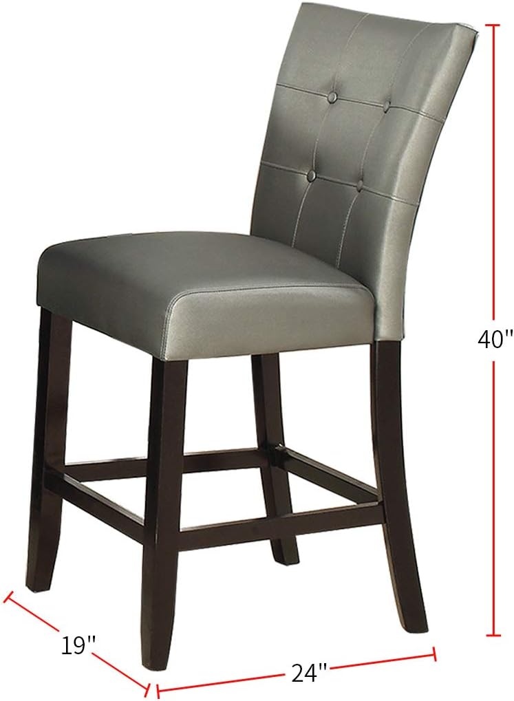 Dining Room Furniture 6Pc Counter Height Dining Set Dining Table W Storage 4X High Chairs 1X Bench Silver Faux Leather Tufted Seats Faux Marble Table Top Silver Seats 6 Espresso Dining Room 60 Inches Bench Seating Classic,Contemporary,Transitional Birch