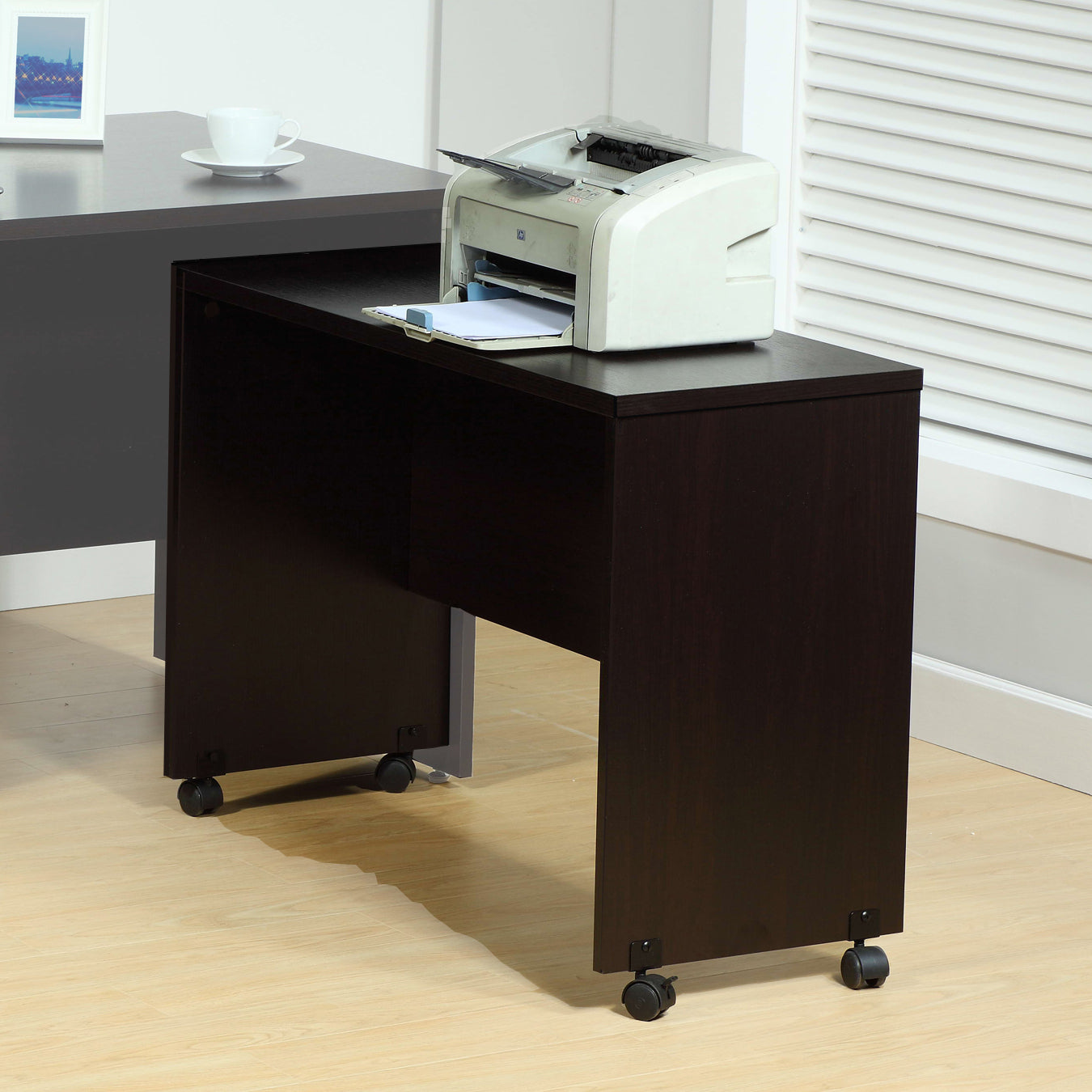 Printer Mobile Stand, Computer Desk, Home Office Desk Red Cocoa Espresso Particle Board