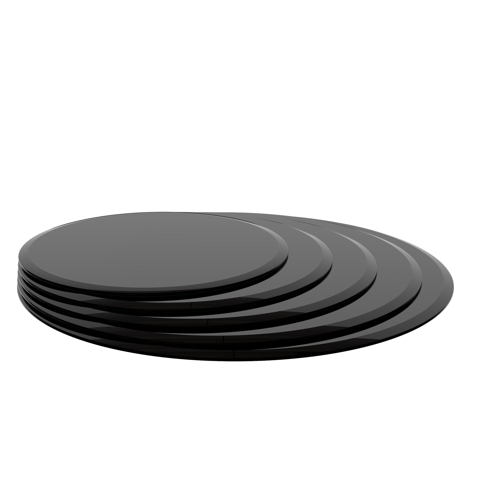 38.6" Inch Round Tempered Glass Table Top Black Glass 2 5" Inch Thick Beveled Polished Edge Black Tempered Glass