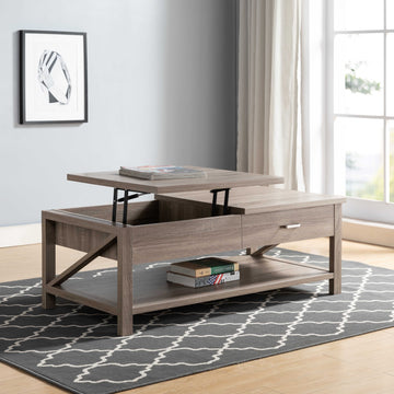 Modern Livingroom Coffee Table With Lift Top With Spacious Bottom Shelf, Dark Taupe Taupe Particle Board